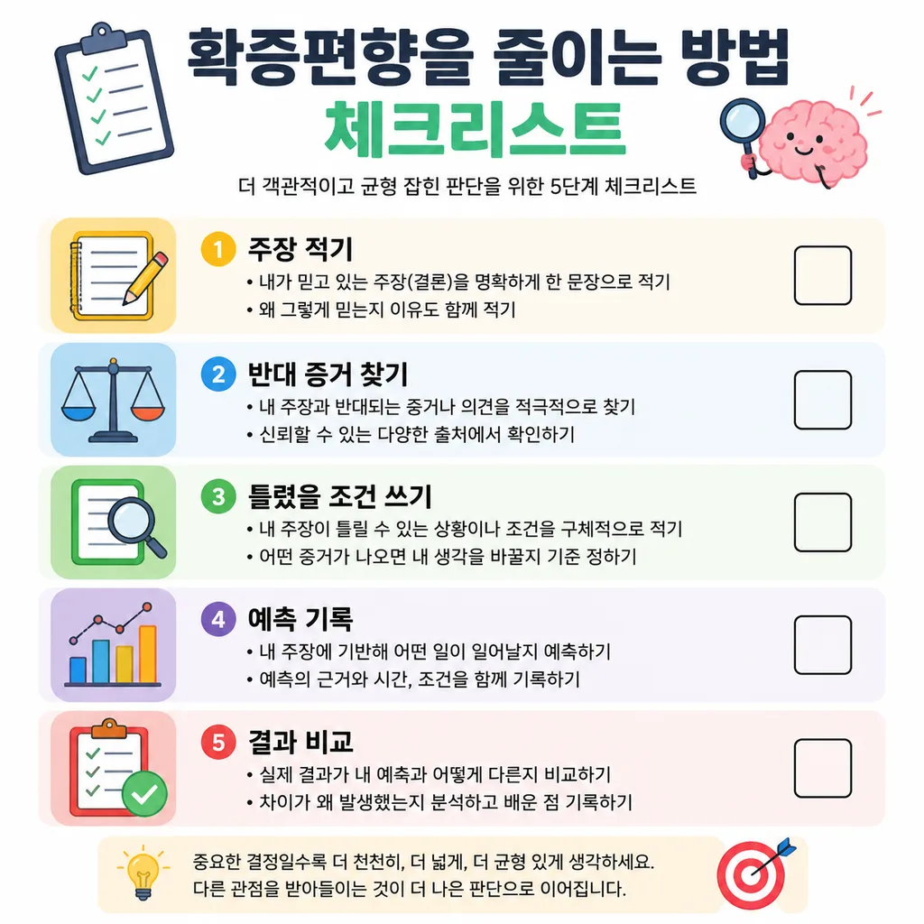 확증편향을 줄이는 5분 루틴 체크리스트